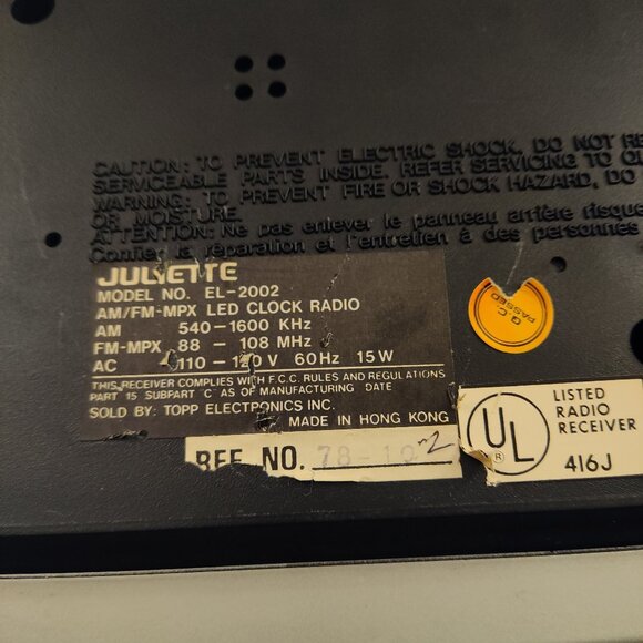 Juliette Solid State Vintage Clock Radio El 2002 Collectible - Picture 5 of 5